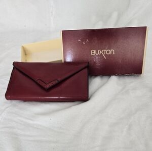 Buxton Burgundy Velvet Touch Cowhide Exterior Women’s Wallet, 7.25" NIB  VTG